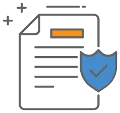 a document with a checkmark in a security shield