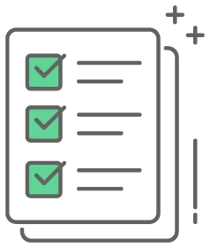 graphic icon of a document with a checklist on it