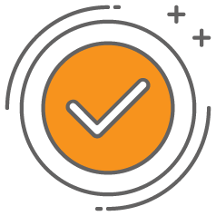 graphic icon of an orange check mark