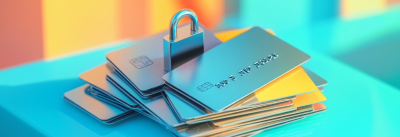 Secure lock on credit card pile