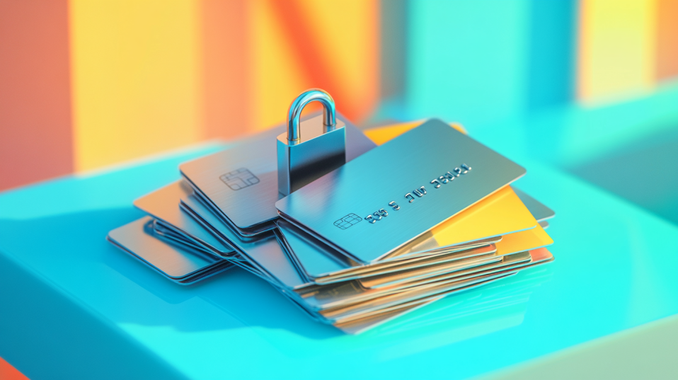 Secure lock on credit card pile