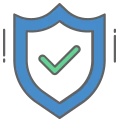 Graphic icon of a shield with a checkmark