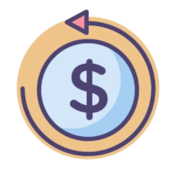 Dollar sign with an arrow going counter-clockwise around it, symbolizing a Square chargeback.