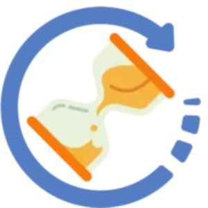 graphic of an hourglass with a circle around it to represent the square chargeback timeline