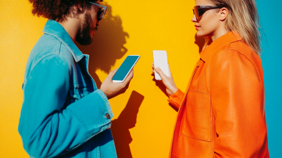 Two people paying each other with payments application on their phones