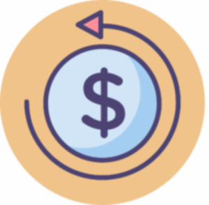 Circular dollar sign with counterclockwise arrow to represent venmo chargebacks