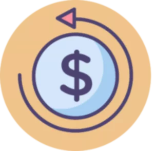 Circular dollar sign with counterclockwise arrow to represent venmo chargebacks