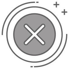 graphic icon of an X mark in a gray circle