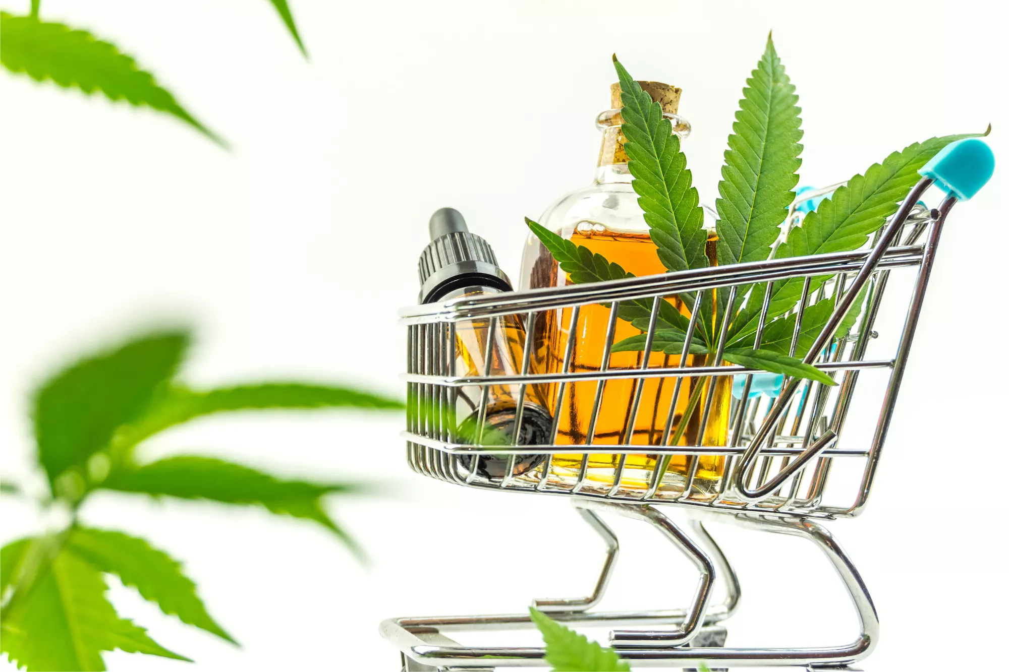 A shopping cart with CBD products in it to represent selling CBD on Shopify.