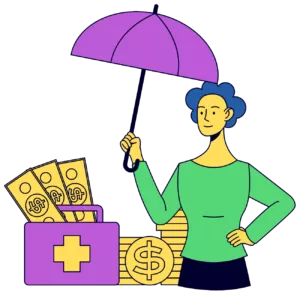 woman holding an umbrella over funds recovered after insuring a business
