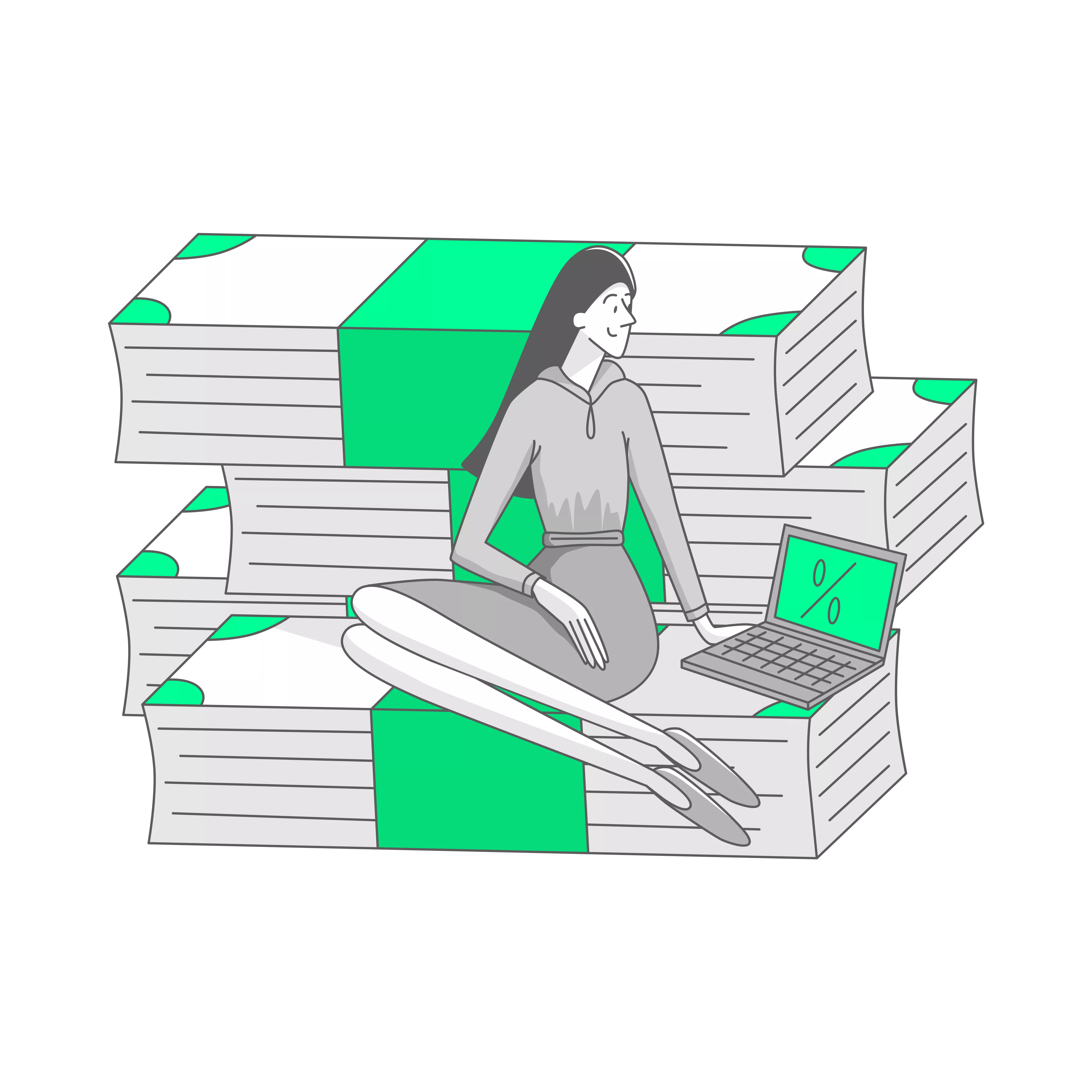 businesswoman taking transaction funds from a secure merchant services on a laptop.