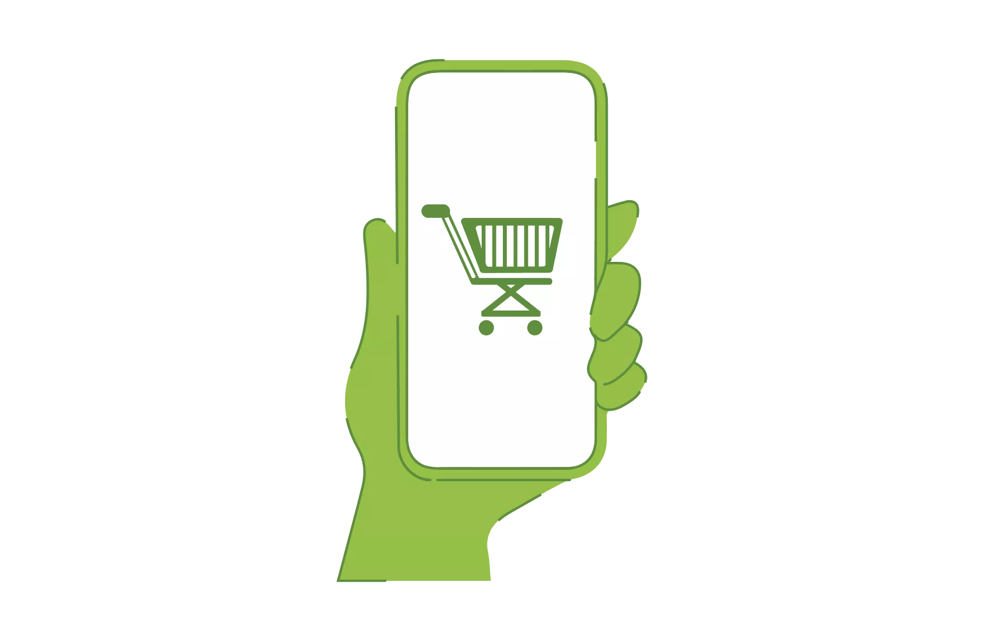 A merchant holding up a mobile phone showing an eCommerce site to assess their Shopify costs. 
