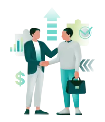 A businessman shaking hands with his merchant account provider after getting a good deal on his high risk merchant account fees.