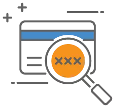 credit card with an orange magnifying glass highlight the CVV code