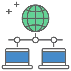 two computers trying to have an IP address detected with a internet globe