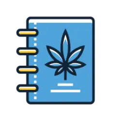 A notebook with information on selling CBD on Shopify. 