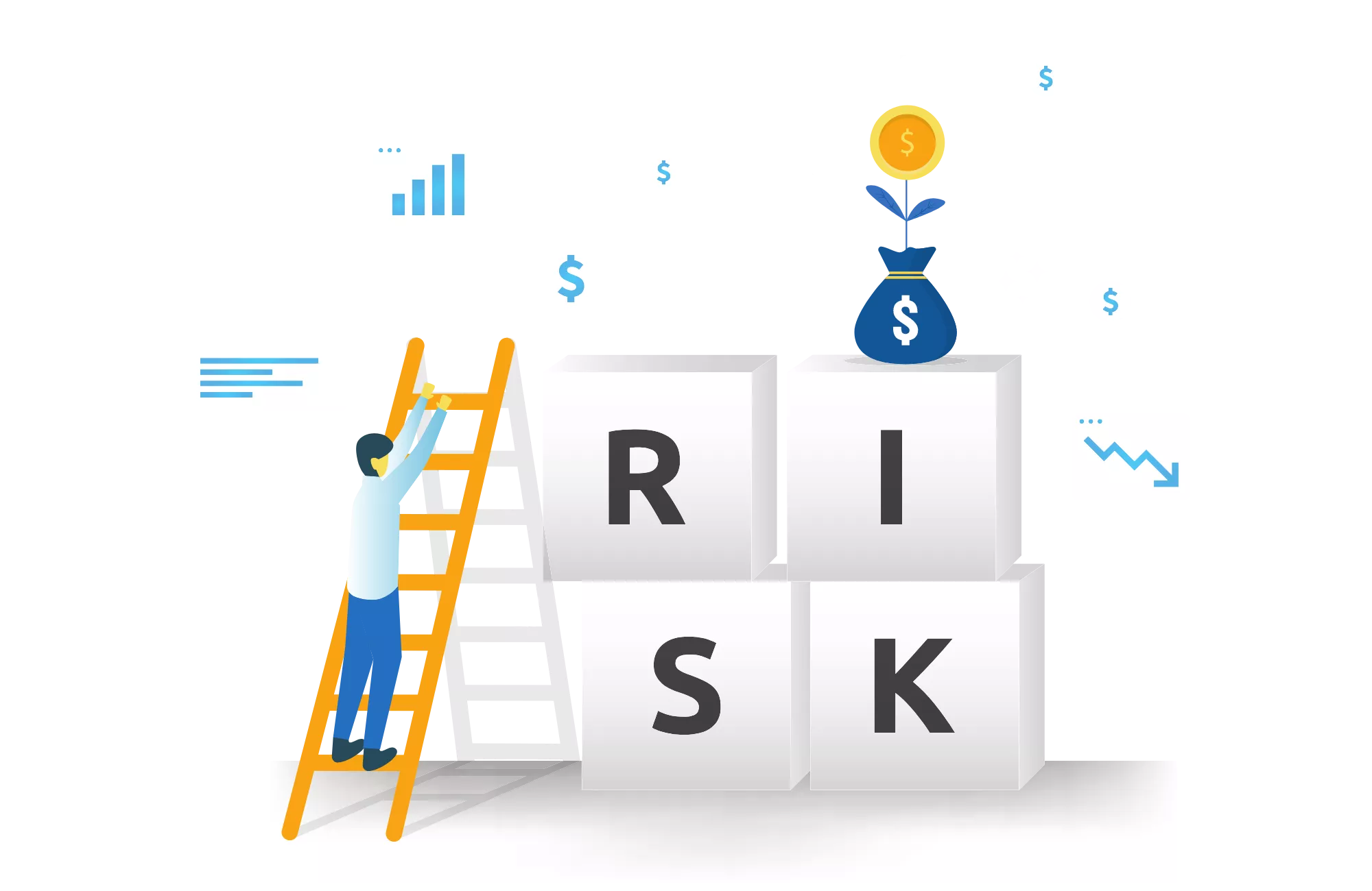 a businessman moving Authorize.net high-risk payment gateway blocks while using a ladder