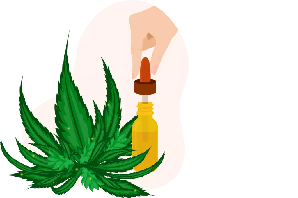 a cannabis plant and CBD oil that CBD businesses on PayPal may try to sell