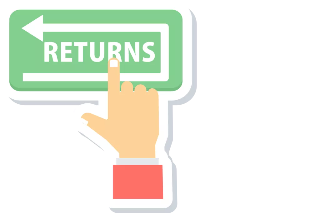 A hand pointing to an arrow with the word "returns" to represent ACH return code R69.