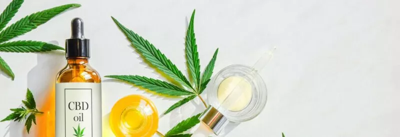 CBD products sold on WooCommerce on a white background