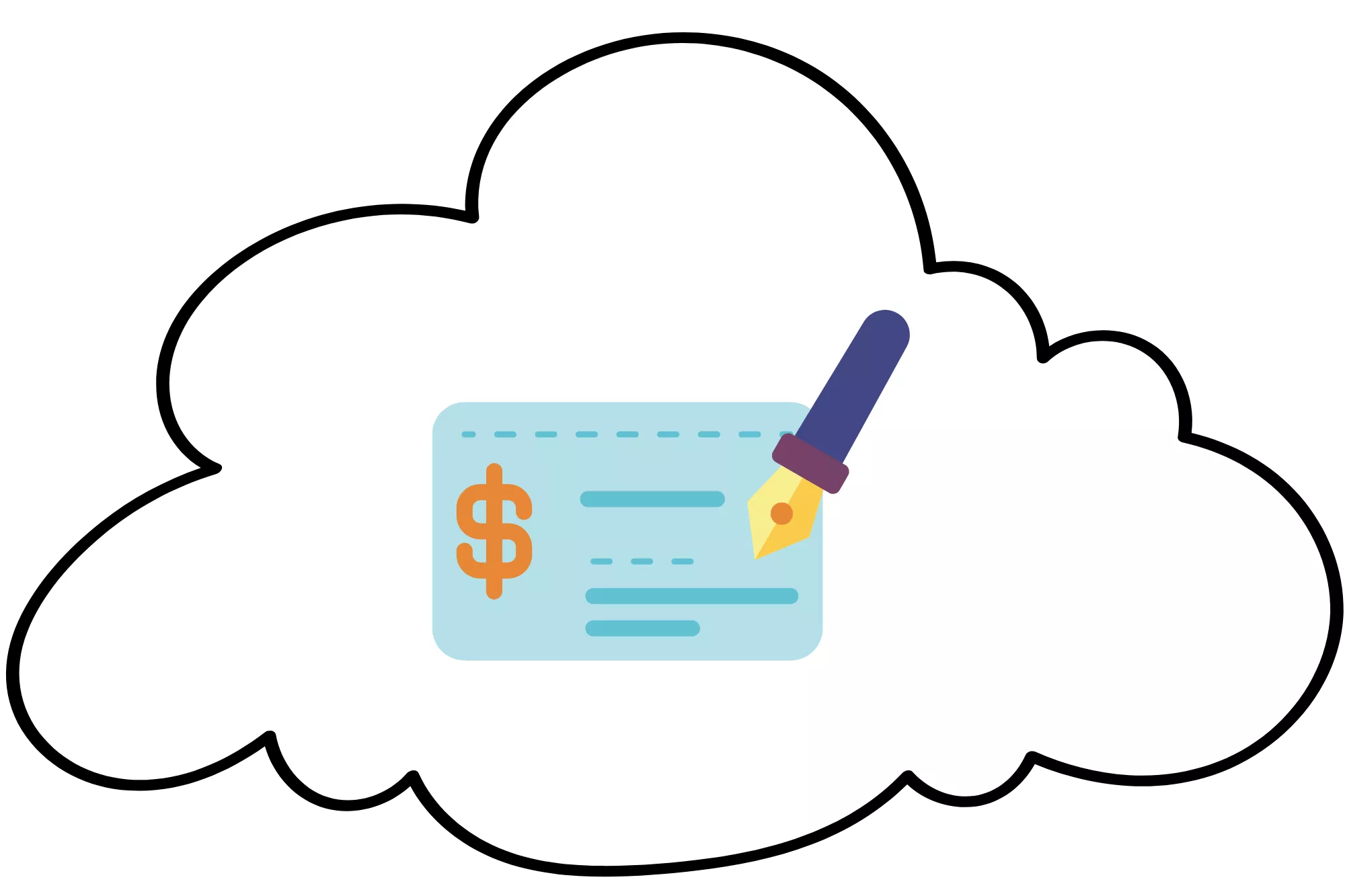 A cloud with a check on it to represent ACH return code R75.
