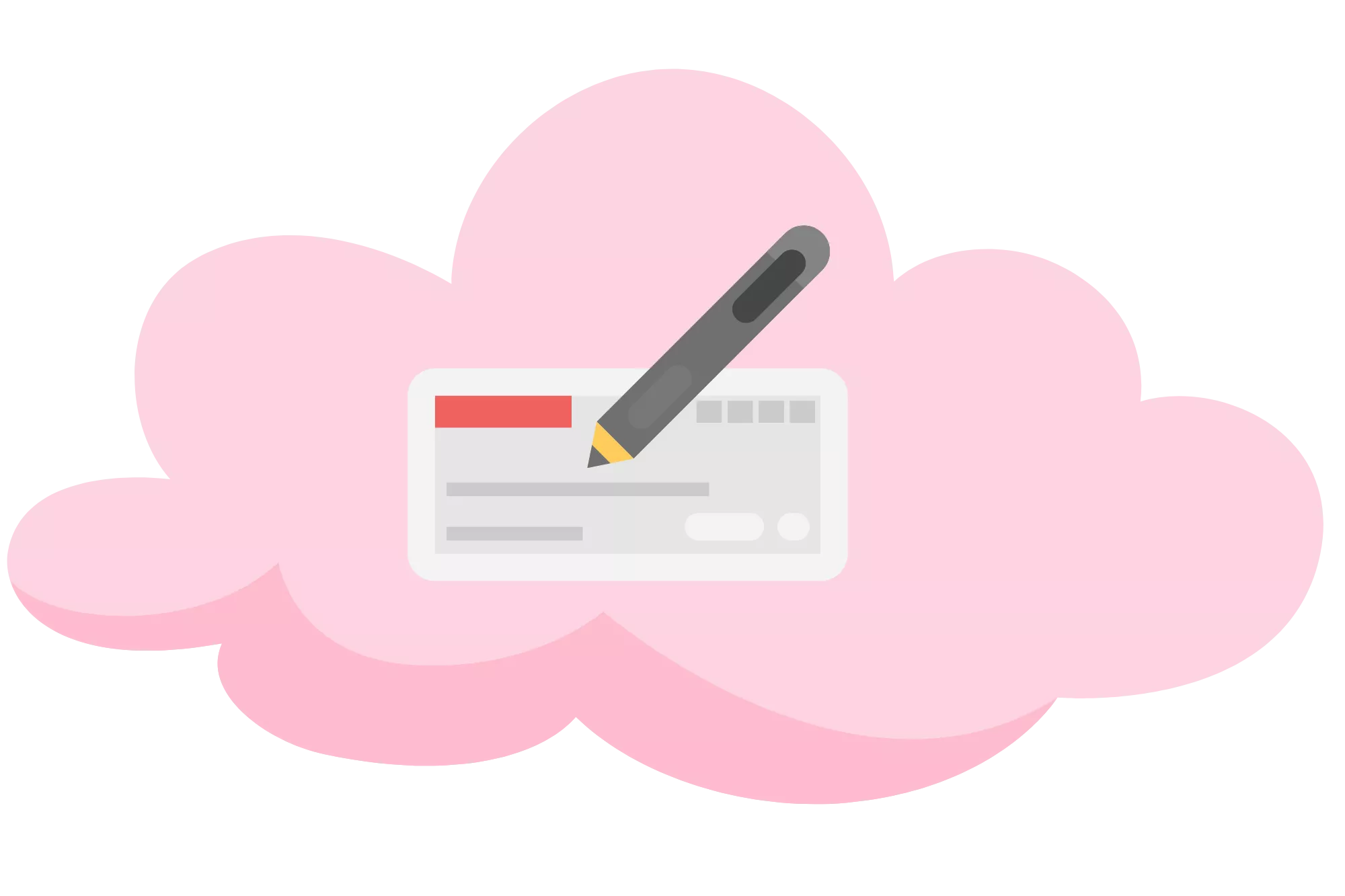 pink cloud with a check in it that returned as a ACH return code R71