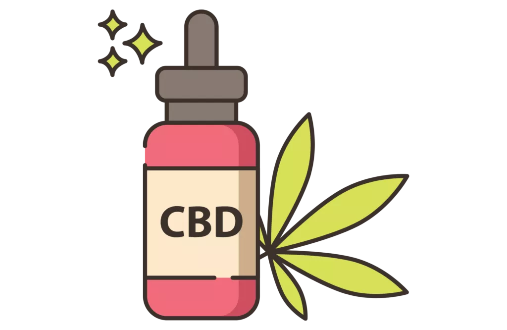 Etsy CBD oil product with leaf next to it