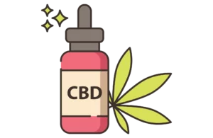 Etsy CBD oil product with leaf next to it