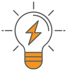 Orange idea lightbulb