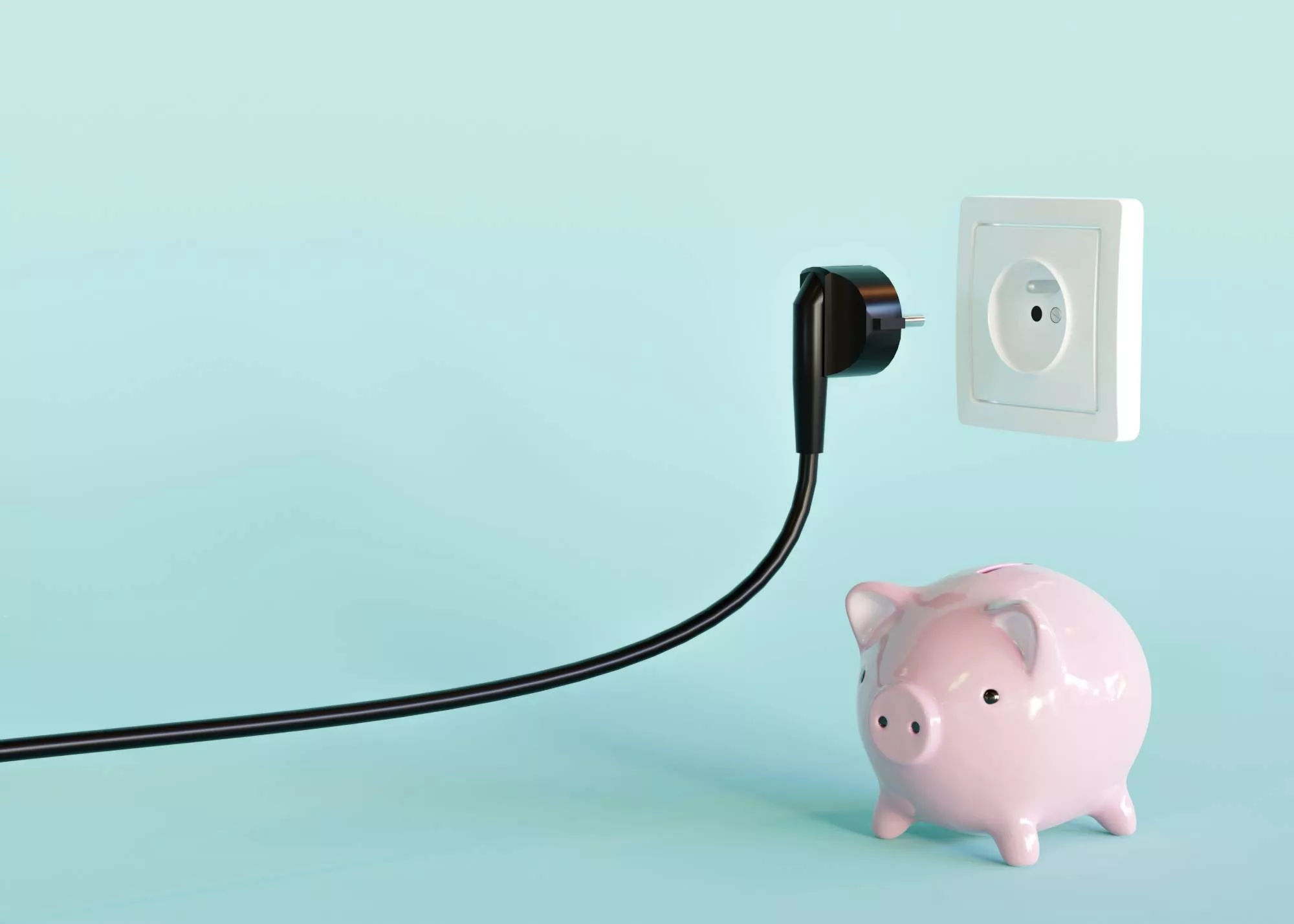 A payment API plug next to a business's piggy bank account.