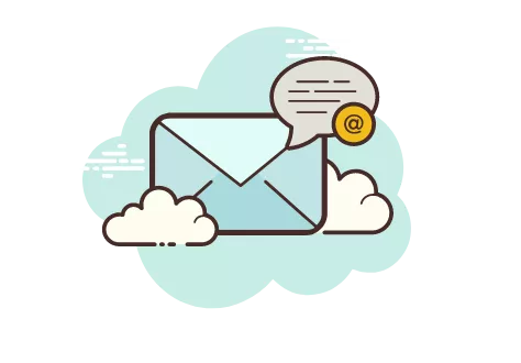 a friendly reminder email for a payment flying to an inbox on a cloud
