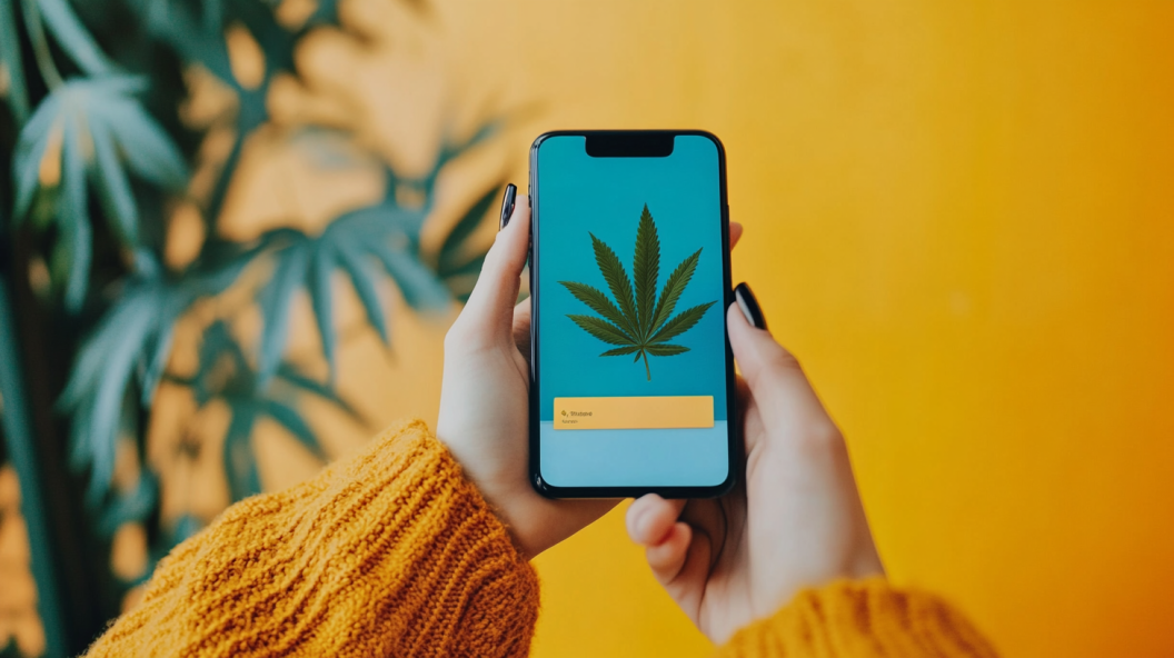 shopping for cbd products on social media with phone