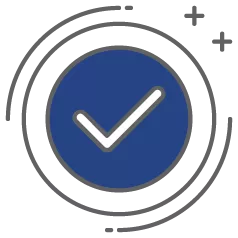 white checkmark in a dark blue circle