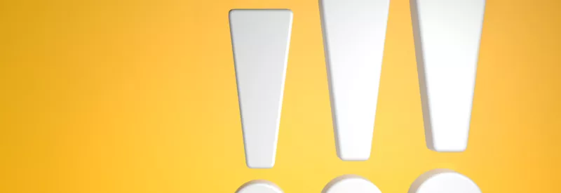 Three exclamation points on a yellow background that occur as a warning when an ACH return code R81 happens.