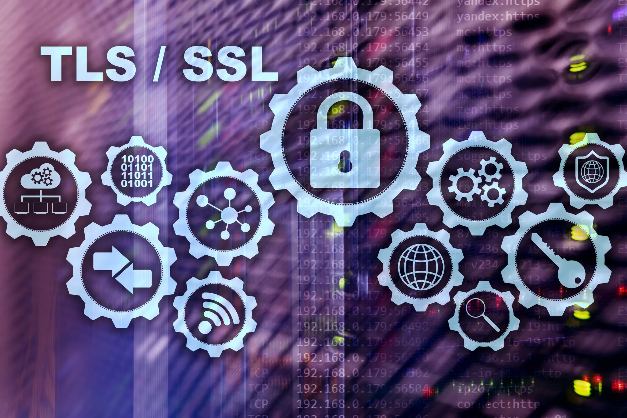 System wheels with different icons in them and TLS/SSL written.