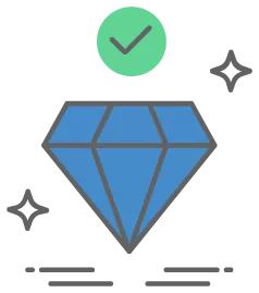 A diamond with a checkmark.