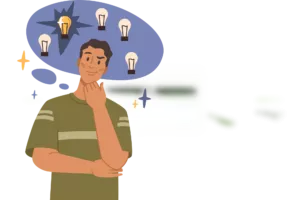 A person thinking with lightbulbs above their head contemplating about payment service provider vs payment gateway. 