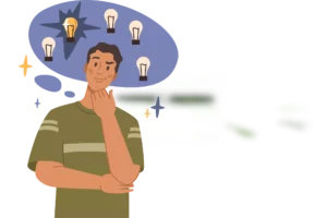 A person thinking with lightbulbs above their head contemplating about payment service provider vs payment gateway. 