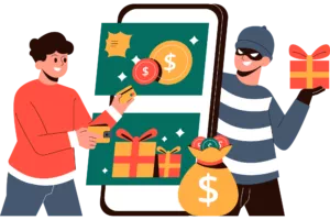 A fraudster stealing presents through a large phone not protected by mastercard securecode