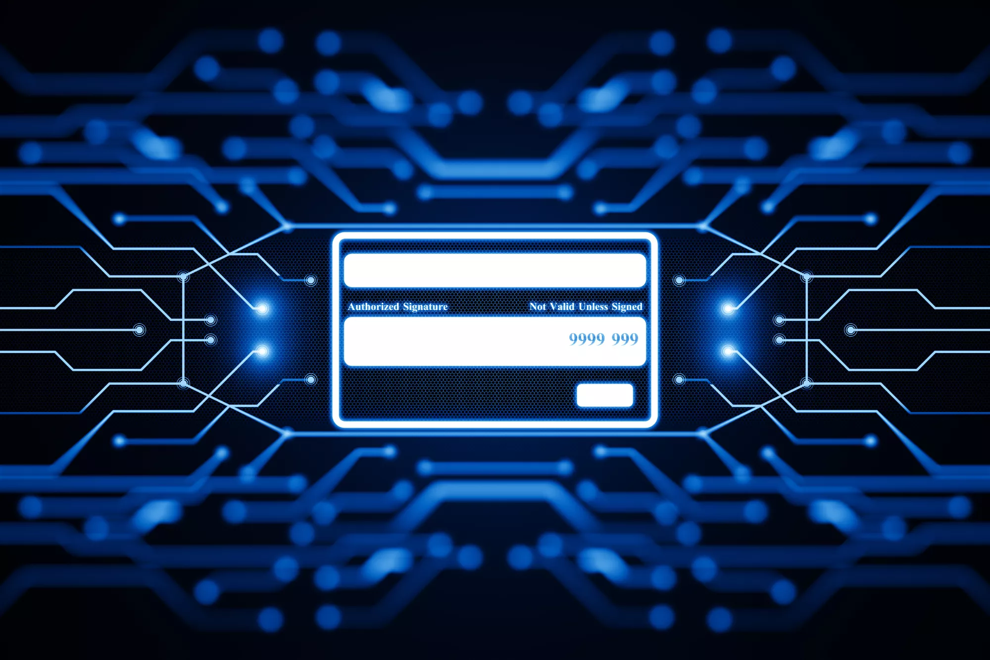 A digital credit card to represent an online payment via one of the four main types of payment gateways.