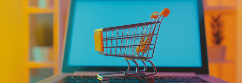 Shopping cart on laptop