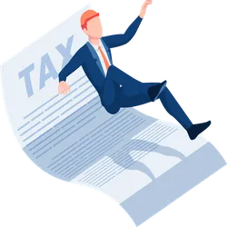 A businessman falling onto an EFIN tax document.