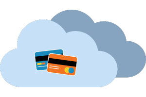 A cloud with credit cards on it that are used for Venmo business account limits.