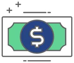 a green dollar bill with a dark blue circle in the center