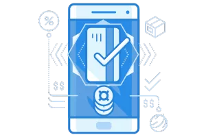 A blue mobile phone sending a secure Venmo payment