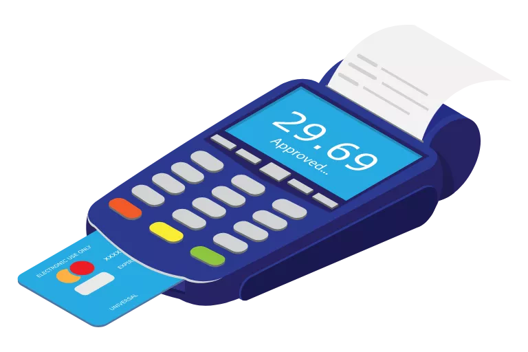A blue POS terminal that is used in the Clover vs TouchBistro comparison. 