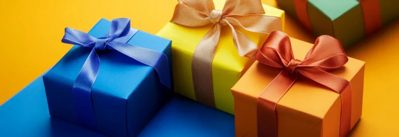 Colorful gift boxes with bows