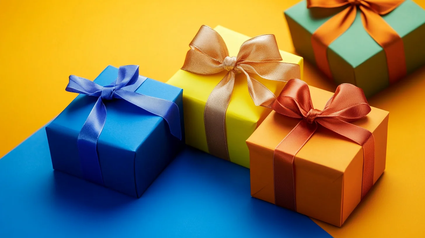 Colorful gift boxes with bows