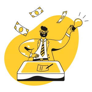 A man in a yellow suit earning money with woocommerce and stripe.