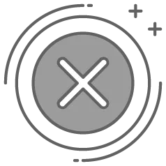 White X mark inside a gray circle. 